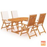 Dining Set with Cushions - Solid Teak Wood