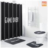 1/4 PCS Black Waterproof Bathroom Shower Curtain Toilet Cover Mat