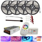 4*5M SMD5050 Waterproof LED Strip Light with RF Remote Controller + Lighting Transformer Kit