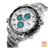 SKMEI 1302 Fashion Men's Digital Quartz Watch - 3ATM Waterproof Stopwatch Sport Dual Display Watch