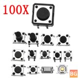 Tactile Switch Packs - 12 Types Each 100pcs SMD/2/3/Lateral Pins/Horizontal