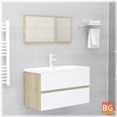 Set of 2 Bathroom Vanity Tables with White and Sonoma Oak Chipboard