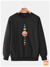 Planet Print Sweatshirt with Cotton Fabric