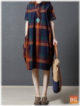 Plaid Pocket Midi Dress