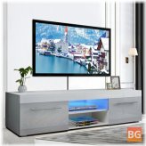 TV Stand with LED Lights and Two Drawers - Modern Storage Holder