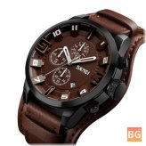 Date Display Men's SKMEI 9165 Wristwatch with Leather Strap
