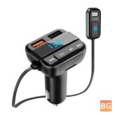 Bluetooth Car Charger with Digital Display and Wireless Radio Adapter for Apple Siri and Google Assistant