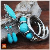 Turquoise Earrings with Drop Pendant and Ring
