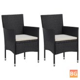 2PCS Poly Rattan Garden Dining Chairs