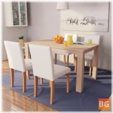 Dining room set - faux leather and oak cream