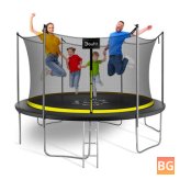 Doufit 12FT Trampoline Jumping Exercise Fitness Bed with Enclosure Net Ladder Outdoor Home Sport