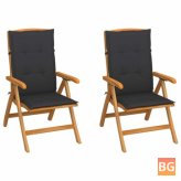 2 Pcs Garden Chairs with Anthracite Cushions