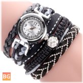 Bracelet Watch with Fine Leather Band - Fashionable