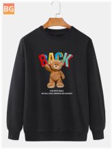 Cartoon Bear Pullover Sweatshirt for Men