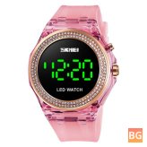 Lady Digital Watch with Transparent Watch Strap and Diamond Dial
