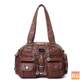Soft Leather Motorcycle Bag with a Crossbody Bag and a Shoulder Bag