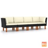 4-Seater Garden Sofa with Cushions in Black