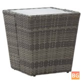 Gray Table with Glass Top and Rattan Bottom