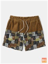 Tribal Corduroy Drawstring Shorts for Men