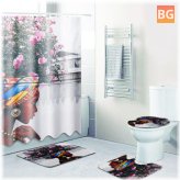 Printed Bathroom Set with Curtains and Hooks