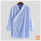 Retro Chinese V-Neck Loose-Fit Shirt