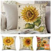 18 Inches Sunflower Throw Pillow Case - Green Cushion Covers