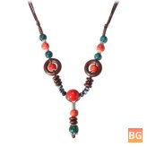 Ethnic Beaded Pendant with Long Necklace
