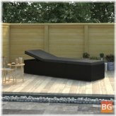 Sun Lounger with Cushion and Rattan