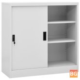 Office Cabinet with Sliding Doors in Gray 35.4