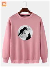 Woolen Casual Sweatshirt with Moon Graphic Design