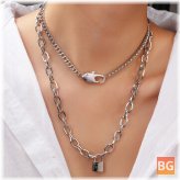 Punk Metal Chain Chain Necklace - Geometric Round Buckle