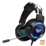 AULA G91 7.1 Channel Gaming Headset with 4D Surround Sound, 50mm Unit, HIFI Headphone LED Light, 360° Omnidirectional Noise Reduction Microphone
