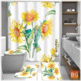 Sunflower Pattern Toilet Cover Mat - Polyester