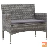 Bench with Cushion and Rattan Gray