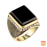 Hip Hop Ring with Gold Rhinestone