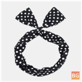 Women's Cute Sweet Bow Headdress Dot Stripe Pattern With Adjustable Straight Wire Fabric Cross Tie Headband