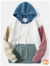 Kangaroo Pocket Drawstring Sweatshirt - Contrast Color