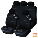 Black Car Seat Cover with Embroidery - 9 Pcs