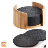 Dark Gray Felt Coaster With Wooden Handle - For Pot Strip and Cup