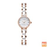 Women's Quartz Watch with Diamonds and Strap - 9836