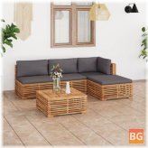 Garden Lounge Set - Dark Gray Cushion and Solid Teak Wood