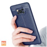 POCO X3 NFC Case Litchi Pattern with Lens Protector Shockproof PU Leather Back Cover
