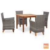 Dining Table with Rattan and Wood Gray Fabric