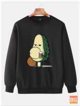 Cotton Cute Avocado Cartoon Print Sweatshirt