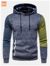 Street Hooded Sweatshirt with Men's Patchwork Design