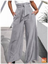 Pleated Pocket Women's Polyester Pants