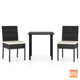 Black Garden Dining Set with Rattan Material
