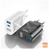 USLION 65W GaN Wall Charger - 33W USB-C PD PPS / 33W USB-A QC3.0 Fast Charging for iPhone 13 13 Mini for iPad Pro 2021