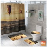 Waterproof Bathroom Rug and Shower Curtain Set with Balloon Design