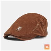 Casual Hat with Faux Leather Stitch Pattern - Men's